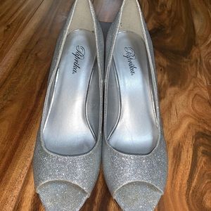 Silver shimmer heels